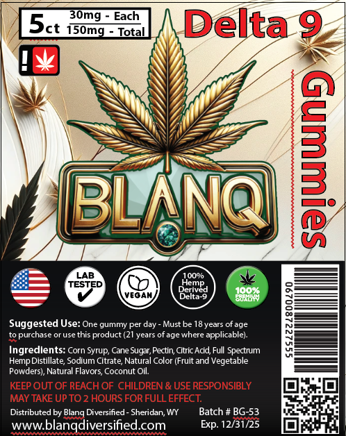 Blanq - Delta 9 Gummies - 5 pack - 15mg d9 and 15 mg cbd